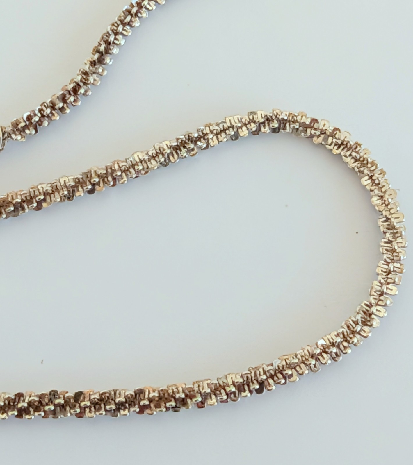 Vintage Signed BSI 925 Italy Sterling Silver Sparkle Rope Chain 20 1/4″