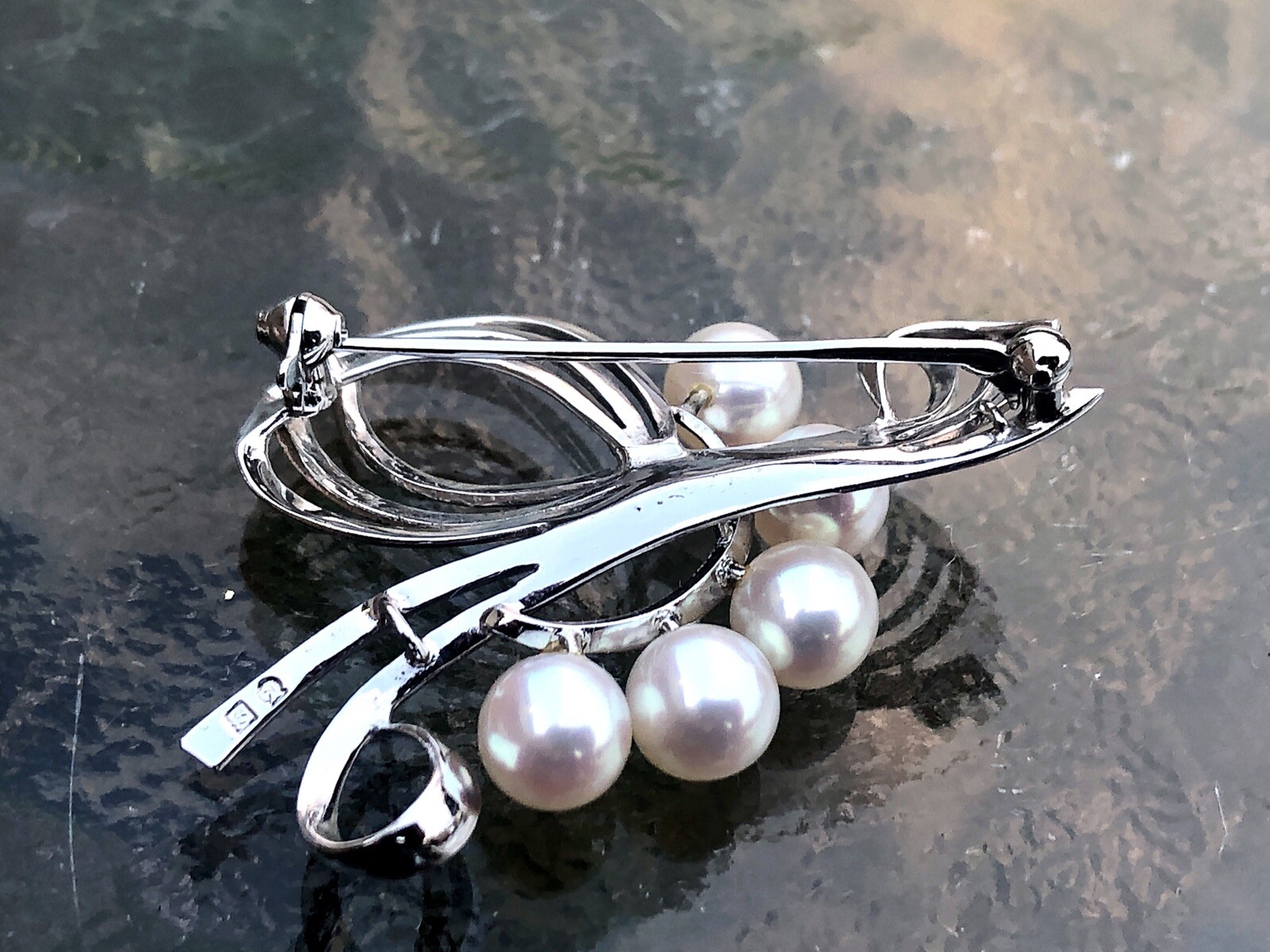 Mikimoto 5 Genuine Akoya Pearl 6.8mm JAPAN Pin Brooch 6.5g Imperial
