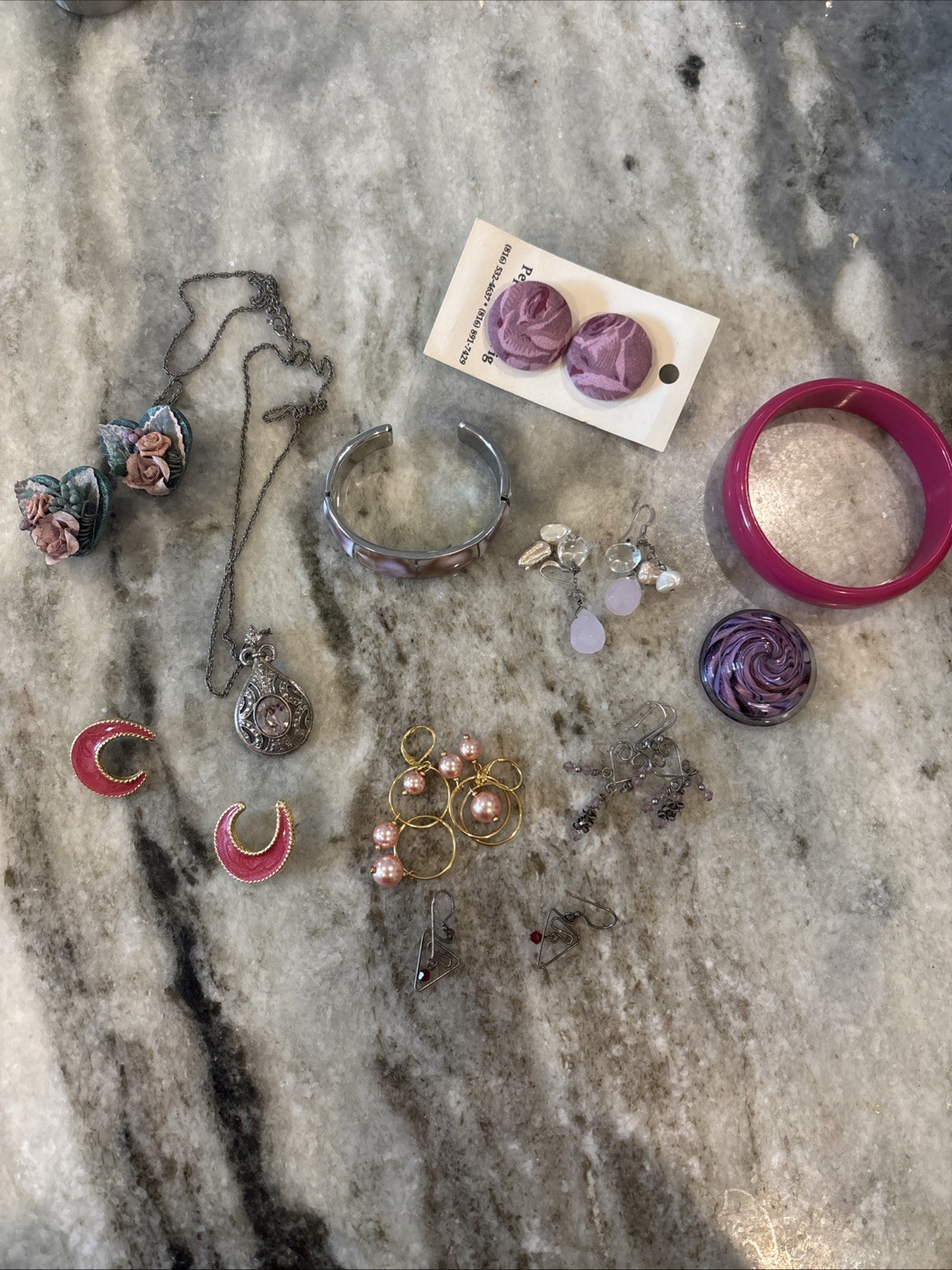 Lot Of Costume Jewelry Necklaces Vintage Classic Purple And Pink
