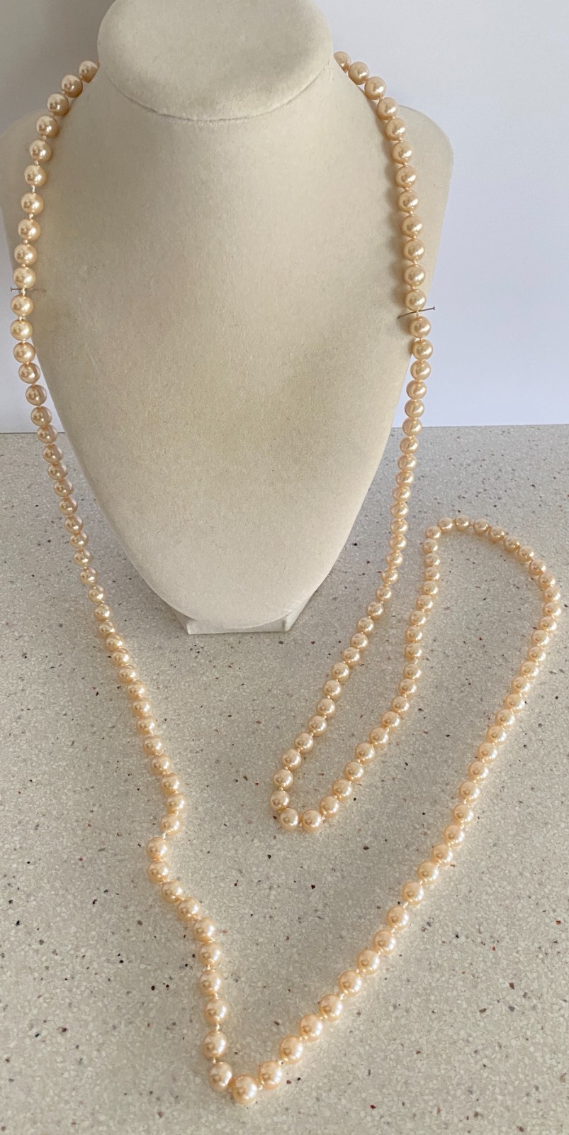 Lot of 4 Vintage Faux Pearl Necklace Strand Lariat 56″ 54″ 48″ 36″