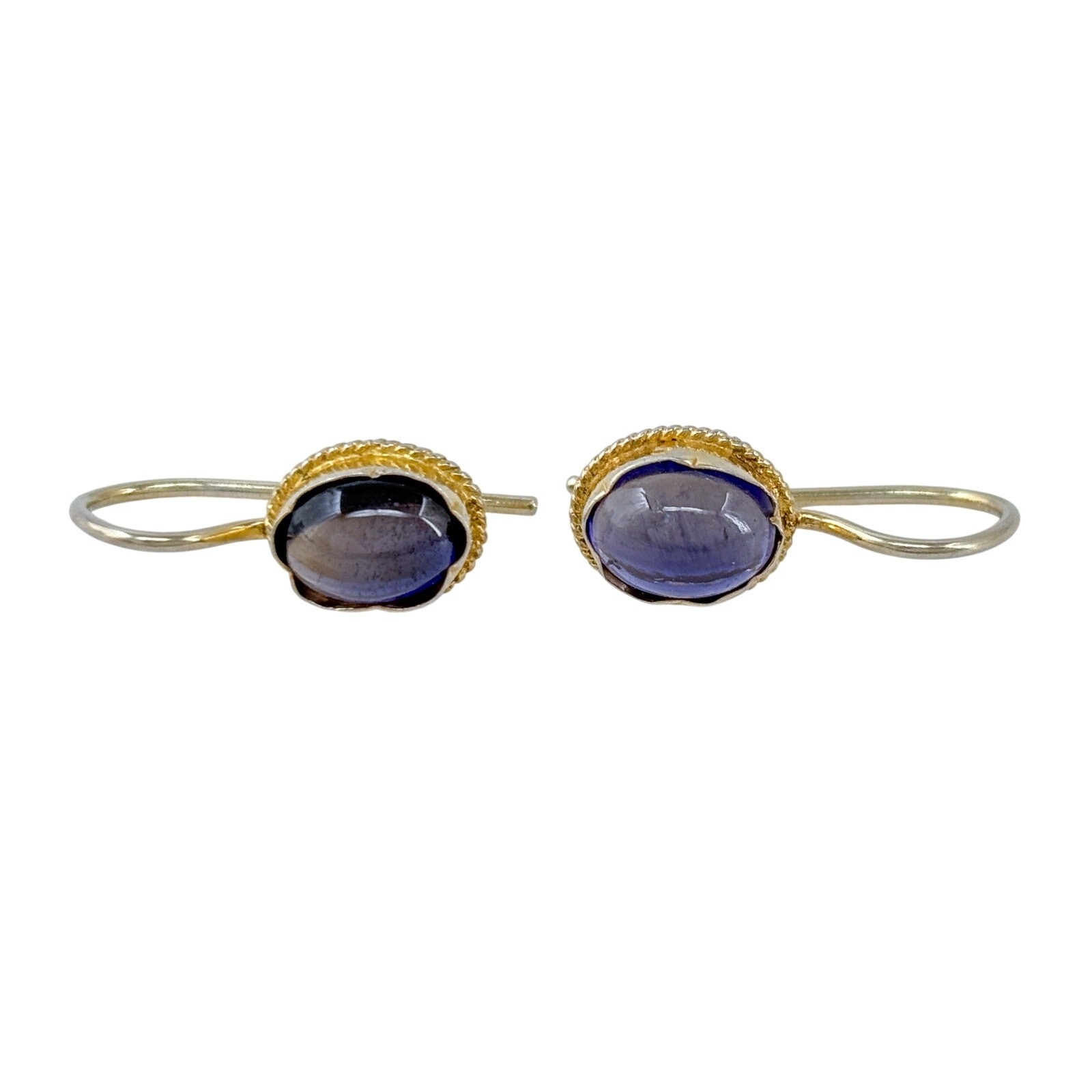 Vintage Gold-Tone Sterling Silver 925 Purple Glass Drop Earrings