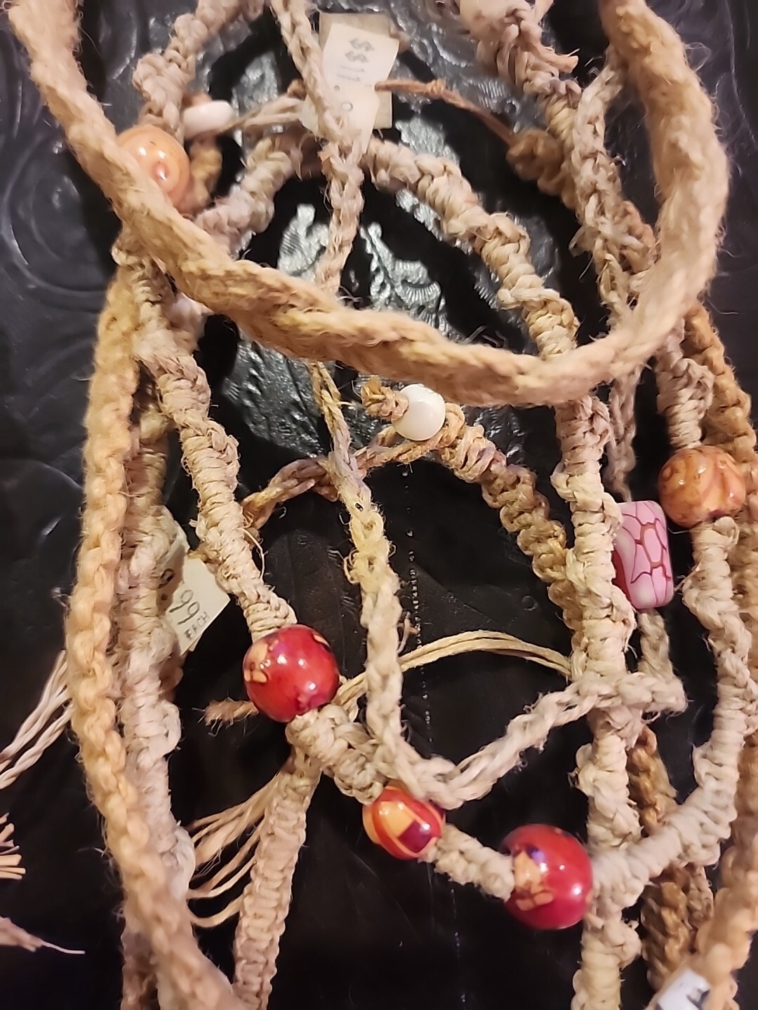 Jute Hemp Glass Beaded Necklace Choker Mixed Bulk Lot 25 Pcs NOS Lot#11225