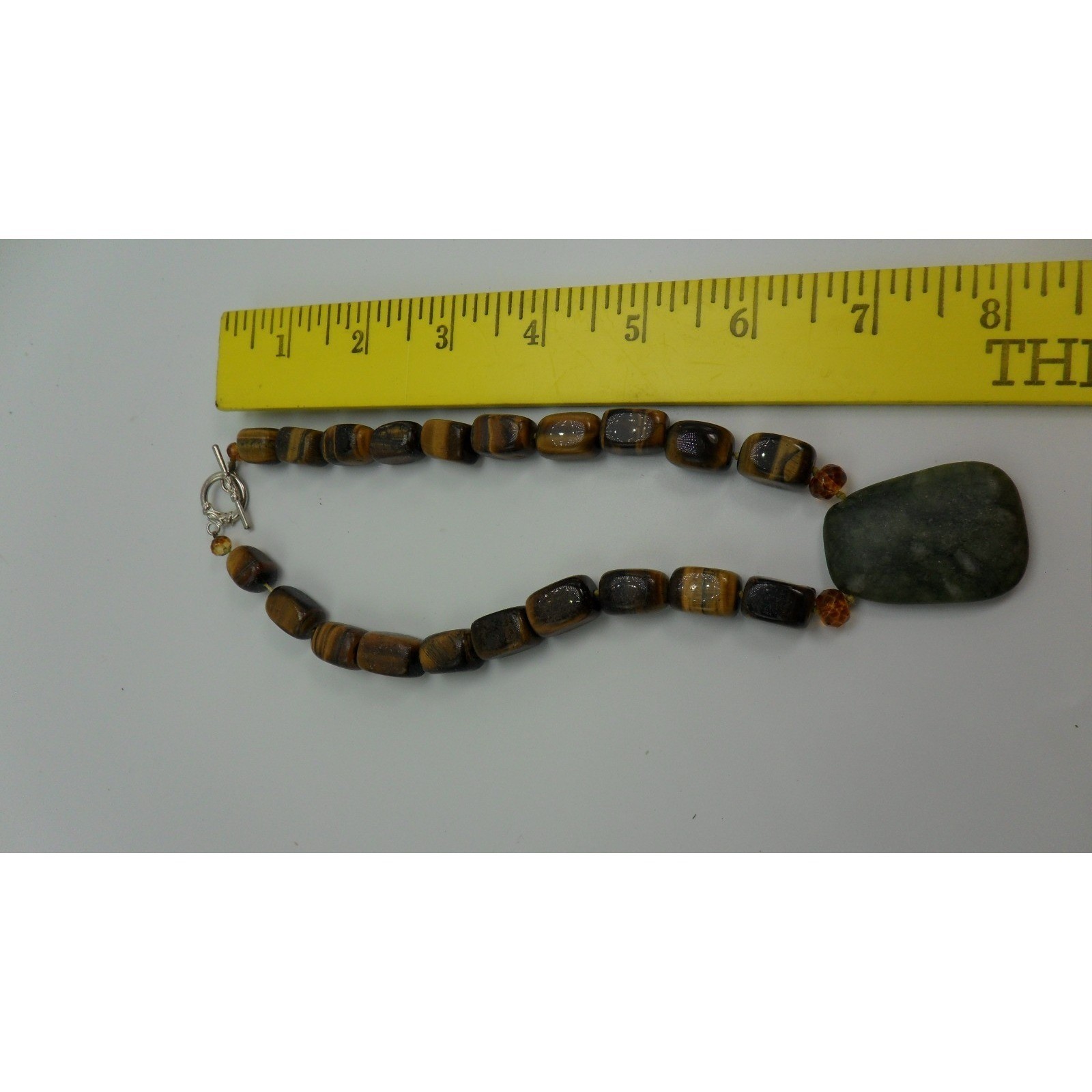 Stunning Vintage Tiger Eye Square Cut Jade ? 17″ Necklace Choker