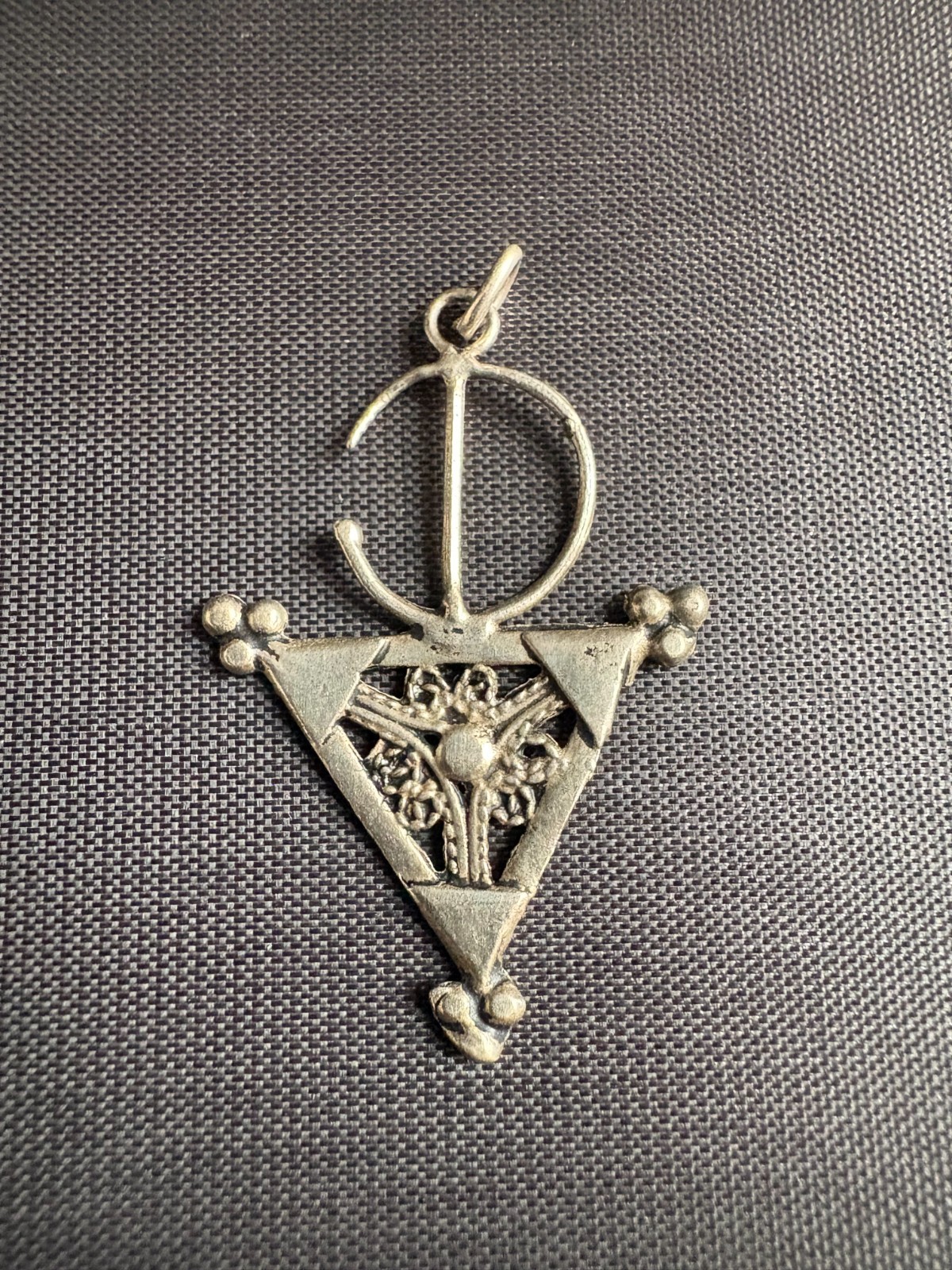 Vintage Silver Amazigh Fibula Pendant Handmade Moroccan Tribal Pendant