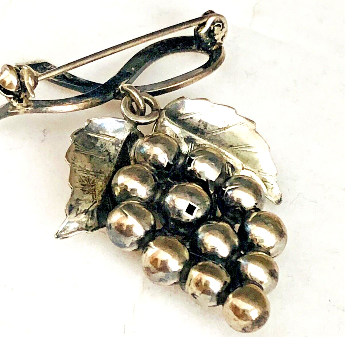Vintage MCM Sterling Bunch Of Grapes Pin by John L (Lauritzen) Denmark 9 Gr.