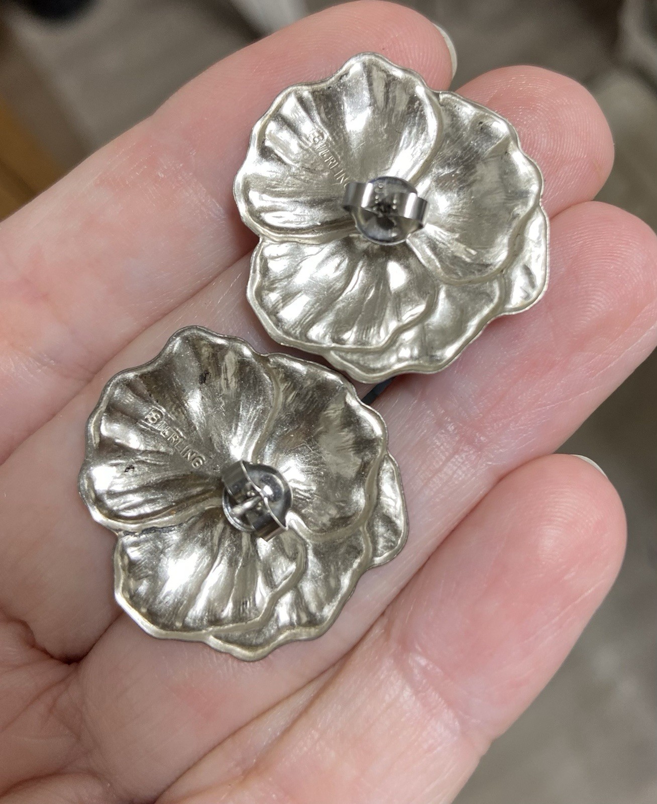 Vintage Sterling Silver Enamel Pansy Earrings – One of a Kind