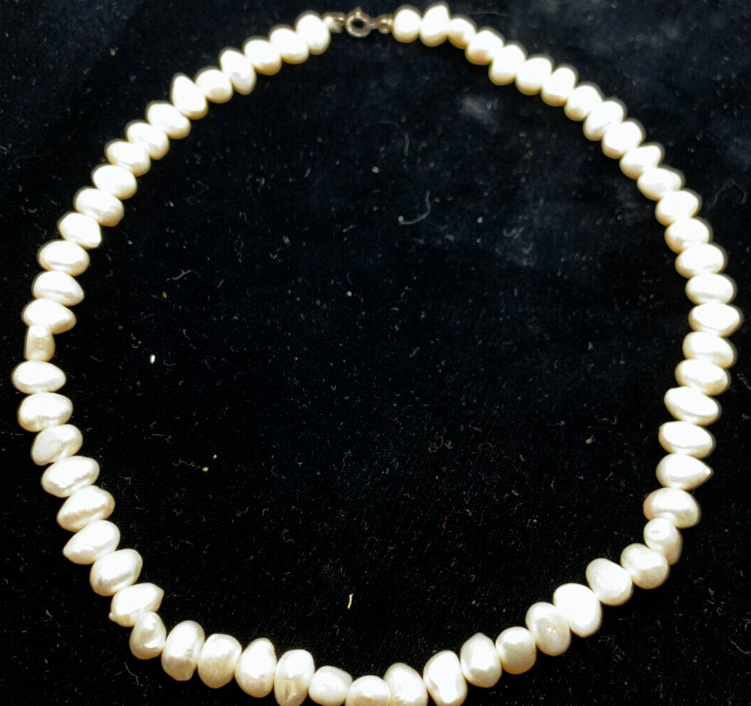Vintage Single Strand Baroque Freshwater Pearl Necklace 60s 70s White MCM