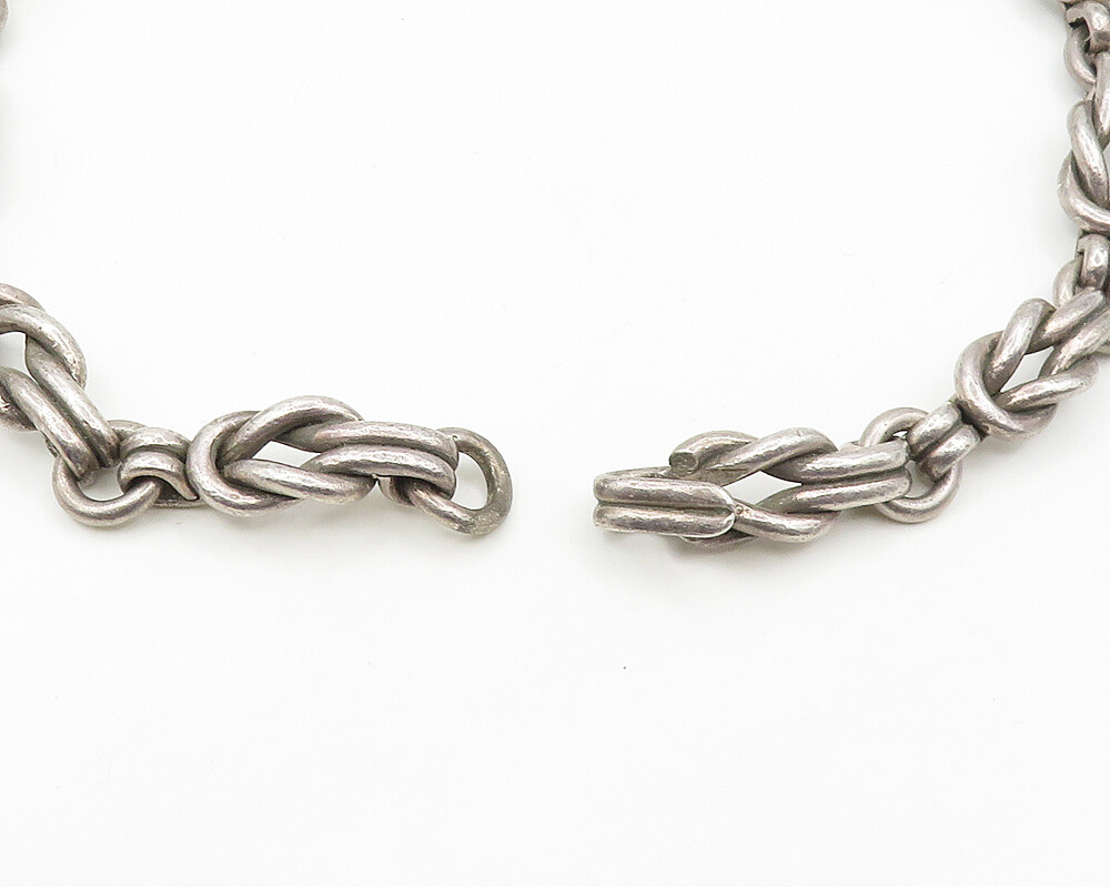 LOS CASTILLO MEXICO 925 Silver – Vintage Knot Link Smooth Chain Necklace- NE2808