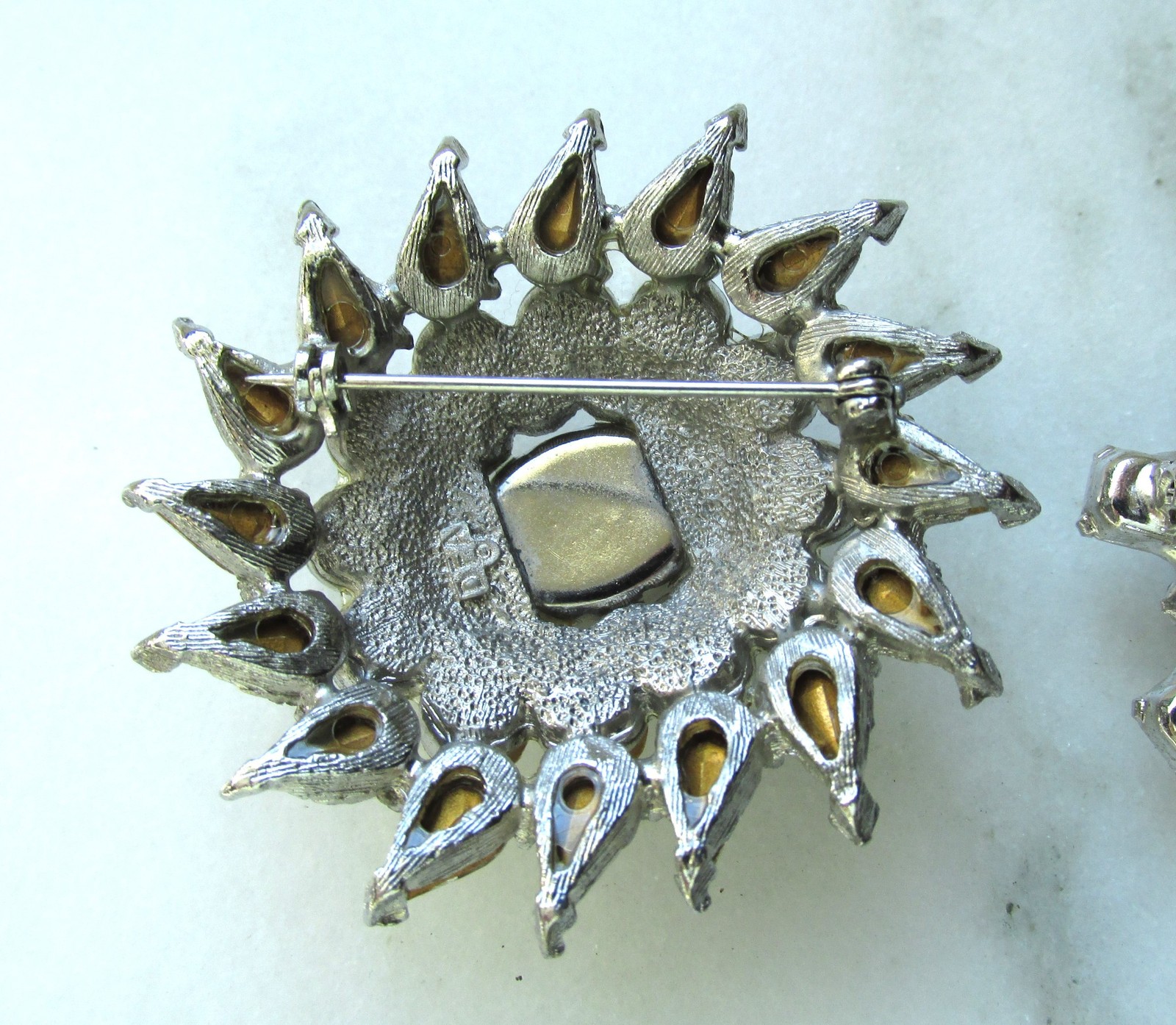 Vintage Clear Glass Rhinestone Silver Tone Brooches C3979