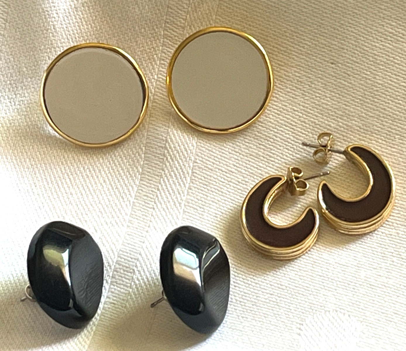 Vintage Lot of 3 Pairs of Earrings, Pierced Ears, Different Styles and Colors