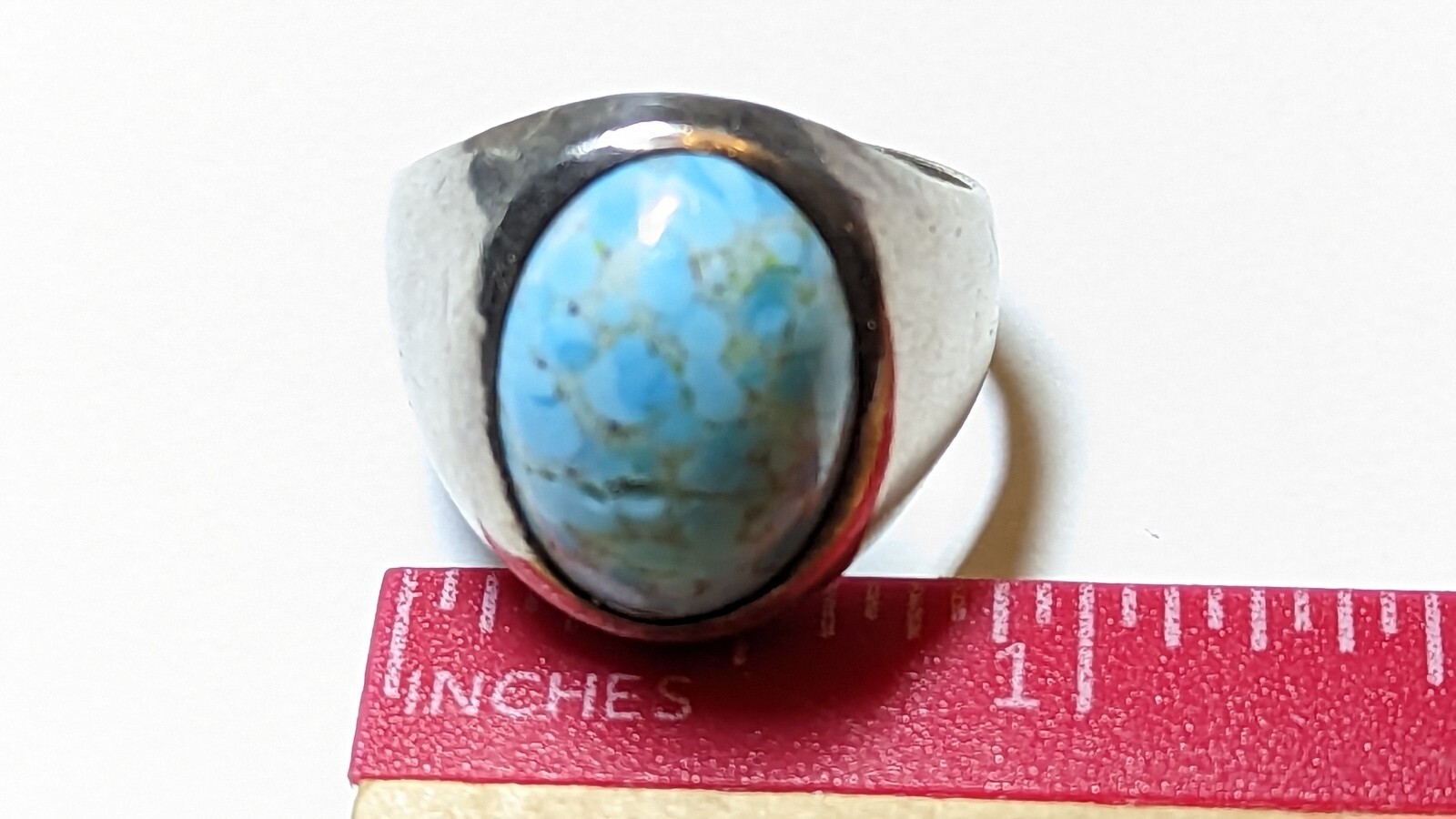 VINTAGE BLUE STONE STERLING SILVER RING SIZE 11 SIGNED RCD 925 MEX