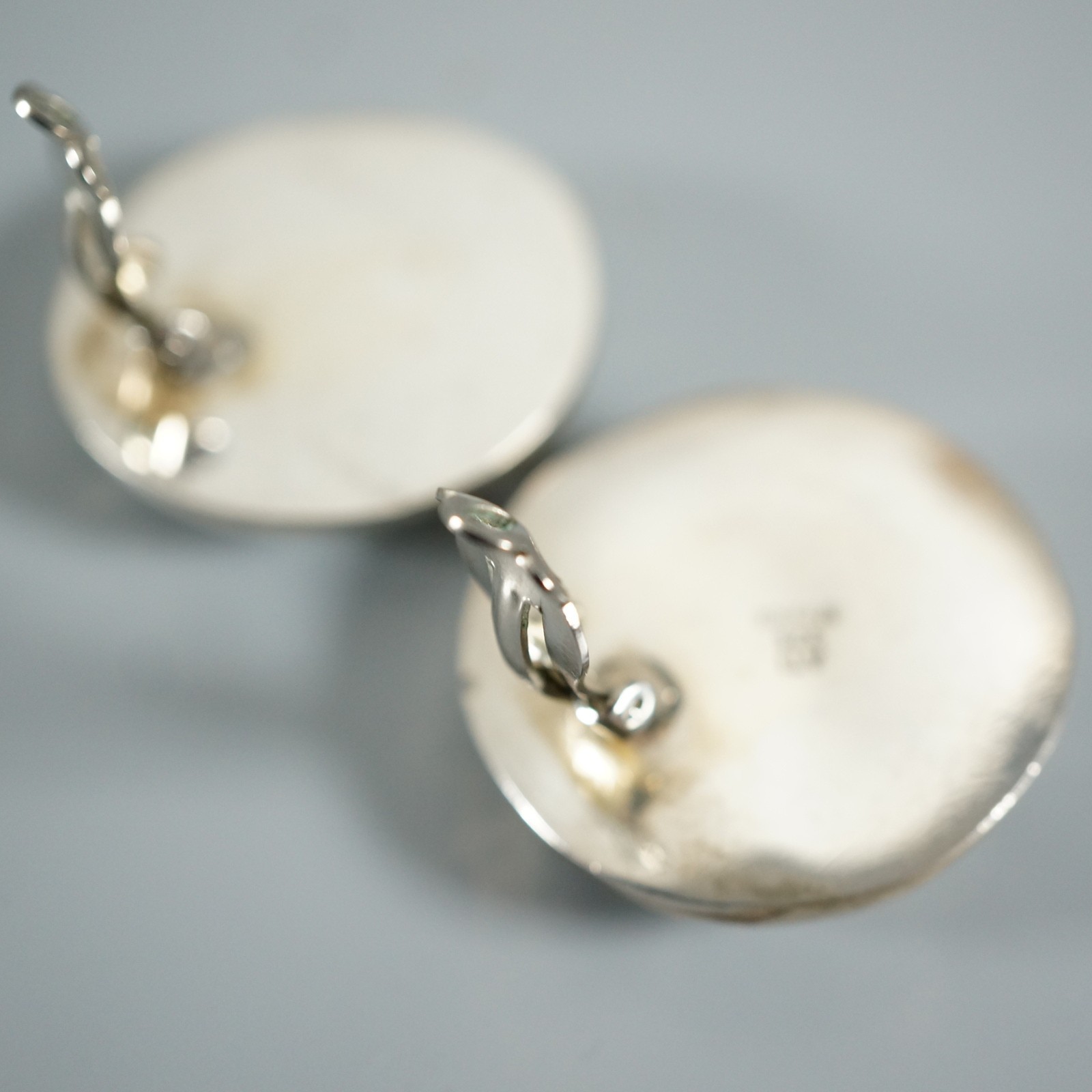 ATI Mexico Sterling Silver Modernist Abstract Disc Clipon Earrings 18.6g Vintage