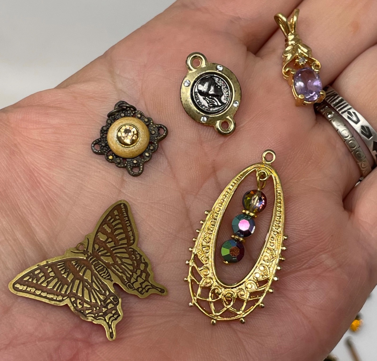 Lot Vtg & Modern Victorian Art Deco Style Pendants Findings Jewelry Craft Ja