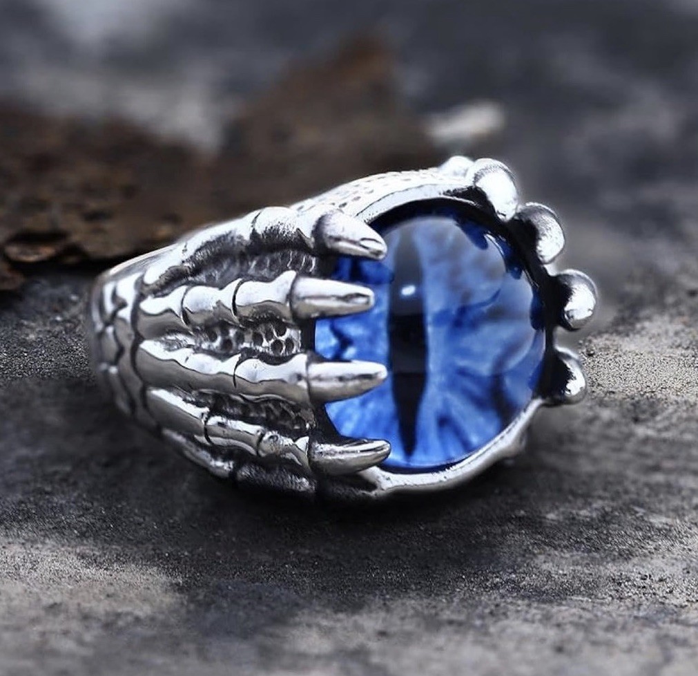 Gothic Punk Devil Evil Eye Dragon Eagle Claw Decorative Eyeball Adjustable Ring