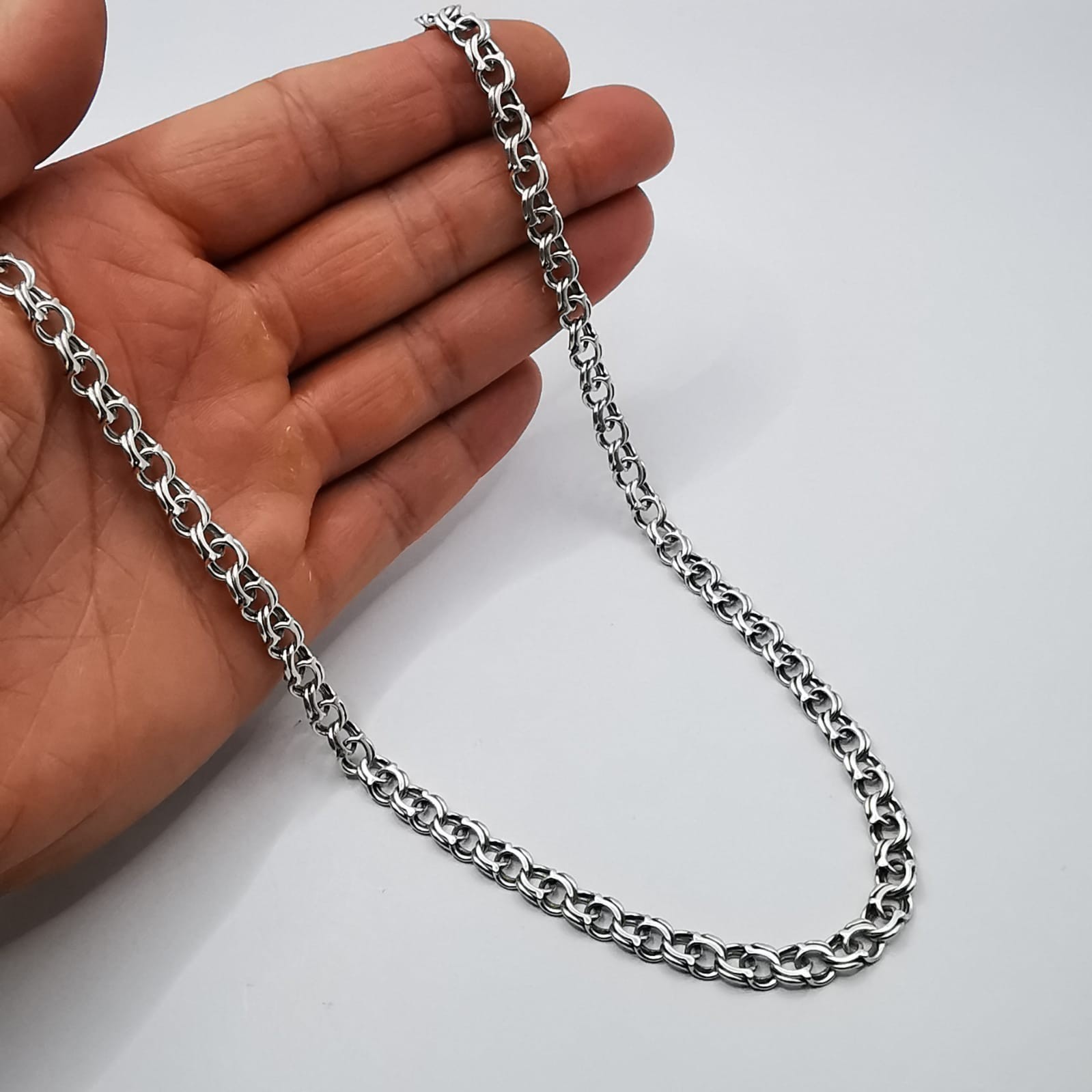 Vintage 925 Sterling Silver Statement Chain Necklace Signed 45cm 25.82g Unisex