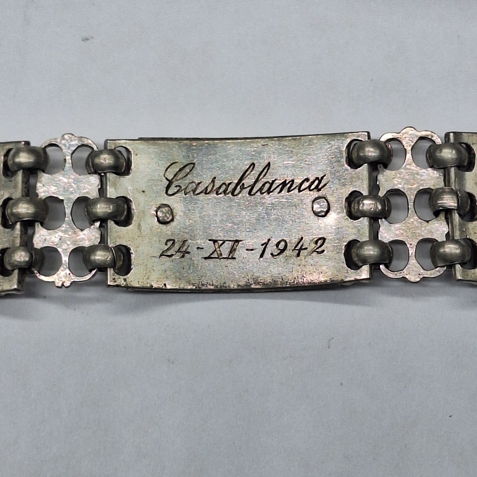 1942 WWII Operation Torch Casablanca Morocco Riveted Mixed Metal Gold Bracelet