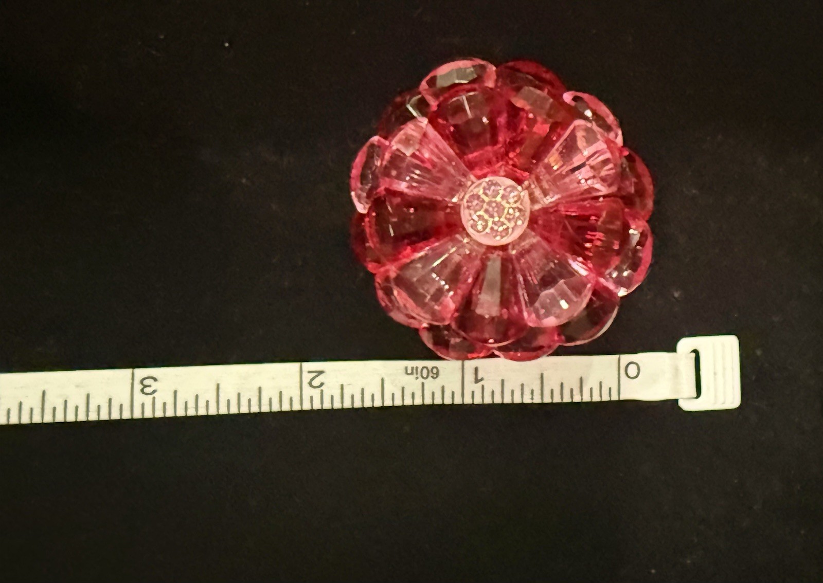 Signed Germany Pink, Red, Fuchsia Mid Century Vintage Lucite Flower Brooch