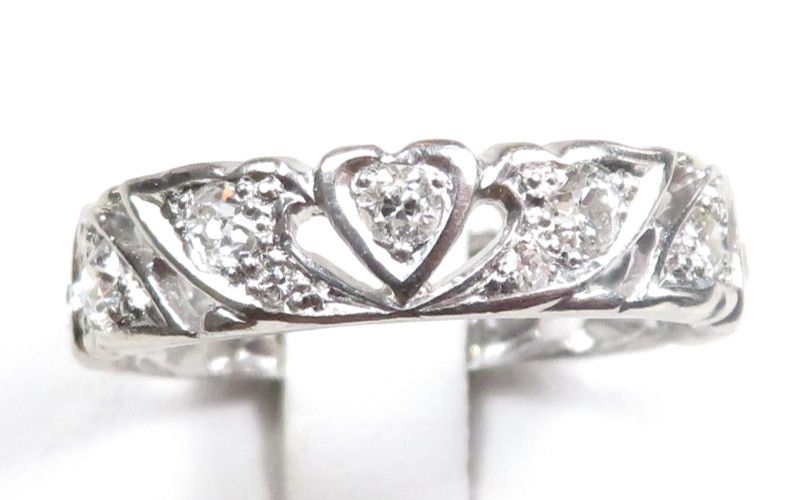 Antique Deco Unisex Diamond Eternity Wedding Band Plat Size 8.75 UK-R EGL USA