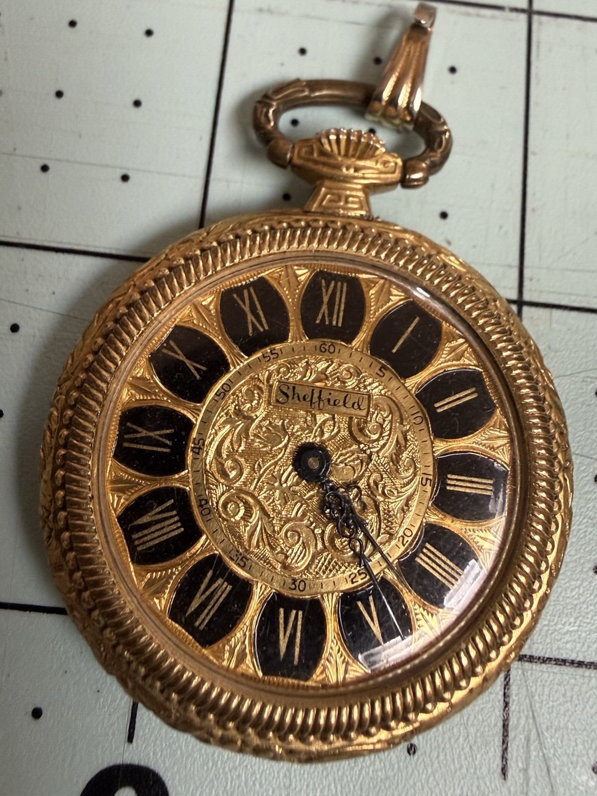 Sheffield Vintage Pocket Pendant Watch Manual Wind Gold Tone