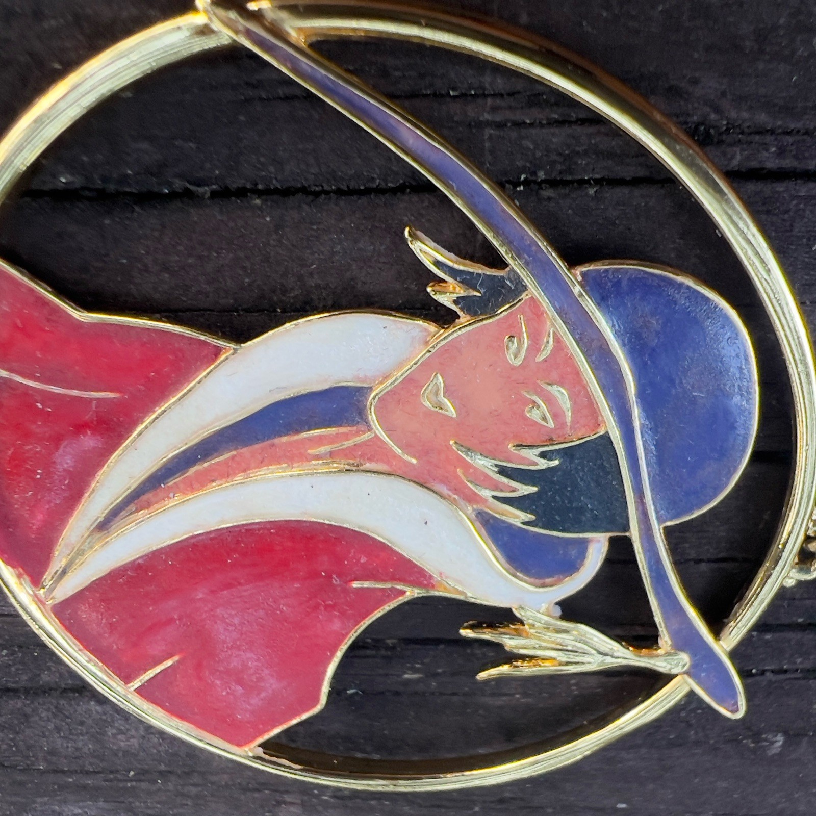 Vtg ORENA Paris Enamel French Art Deco Style Sophisticated Lady Necklace