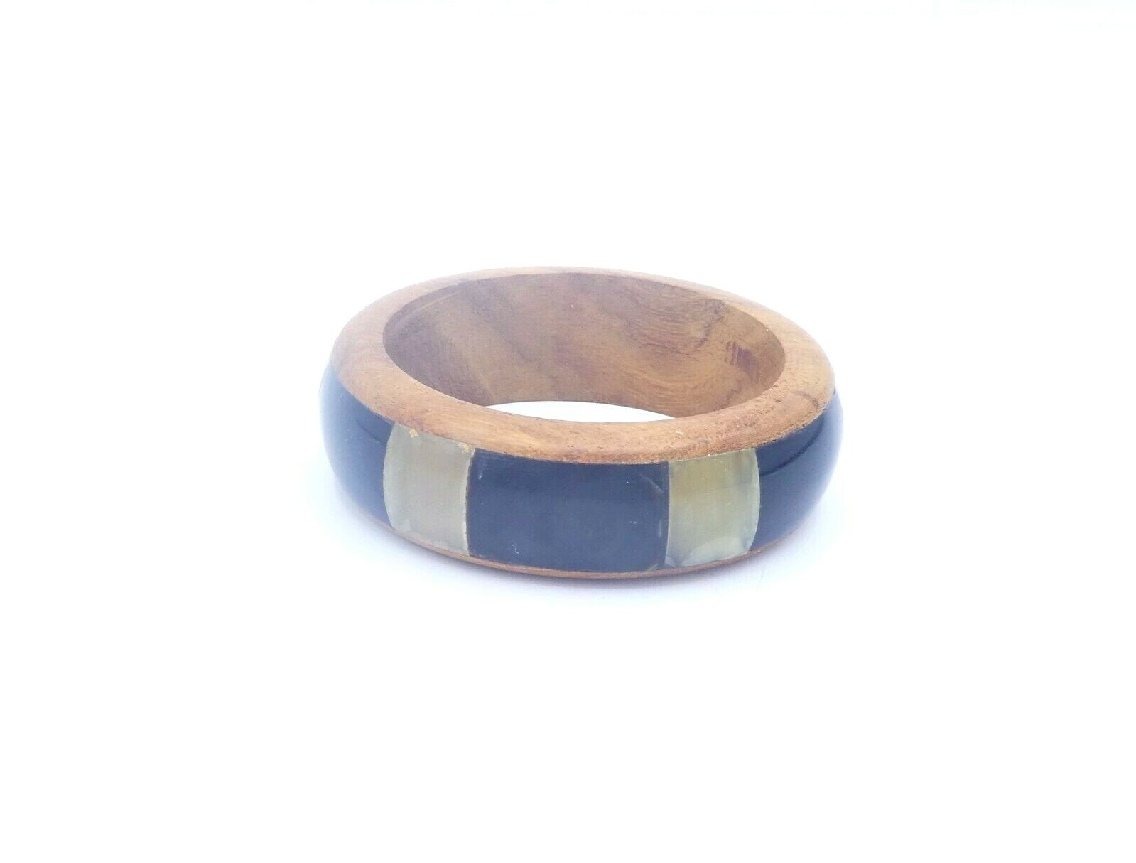 Vintage 1960’s Lucite Plastic and Wood Bangle Bracelet