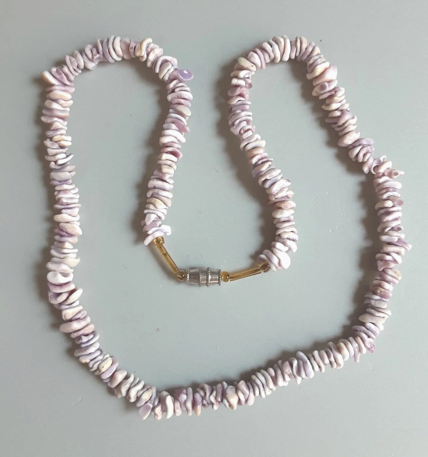 Vintage Purple Shell Necklace Choker 7 Mm 17.5 Inch