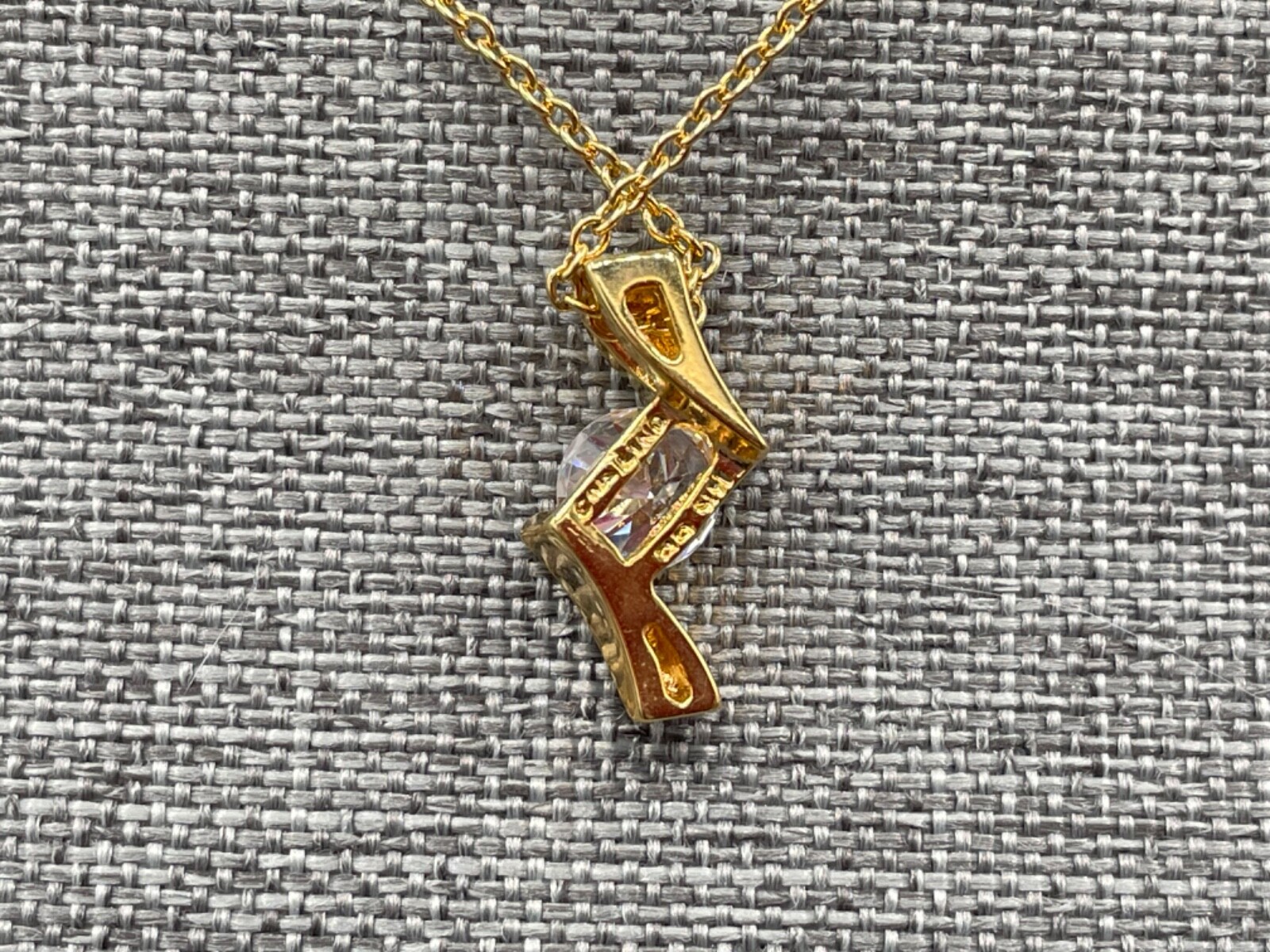 Lindenwold Fine Jewelers 14K Gold Plate Solitaire Cubic Zirconia CZ Necklace
