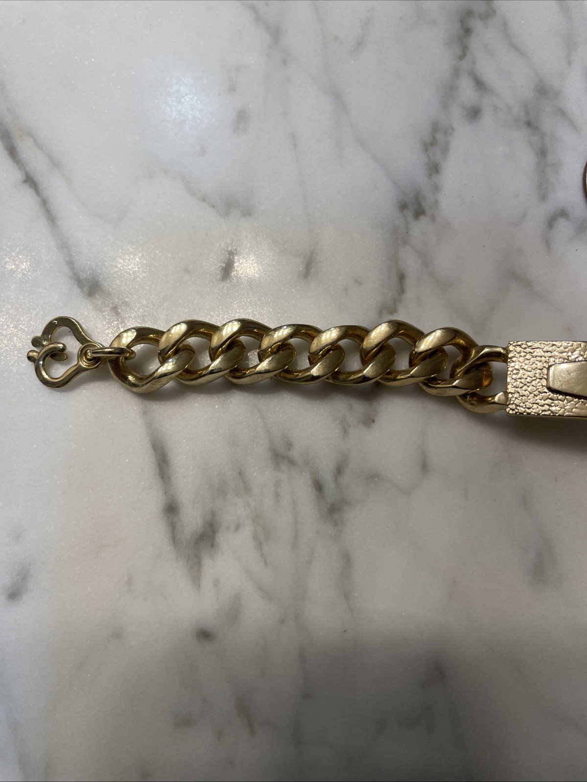 Vintage New Hadley 14K Gold Plated Heavy 52.45 Grams ID Link Bracelet