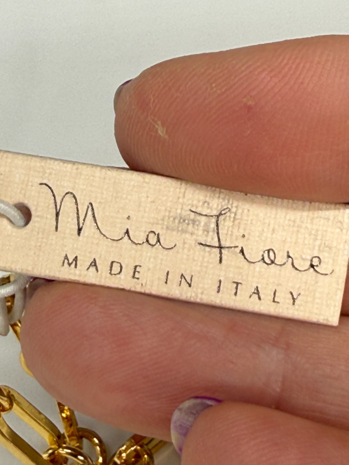 Mia Fiore Necklace Dyadema 18K Gold Plated Coin Pendant Italy Paperclip Chain