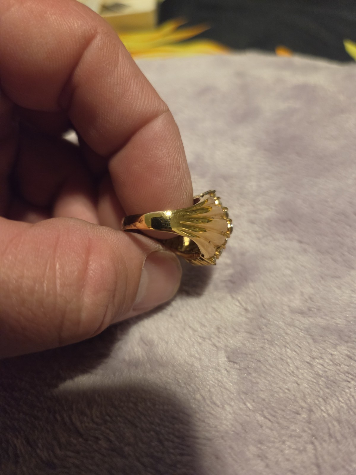 Beautiful Gold Plated Over 925 Sterling Cubic Zirconia Cluster Ring Size 7