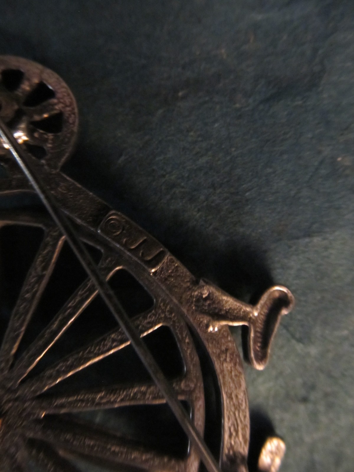 Vintage Zentall Penny Farthing Bicycle brooch / pin by JJ