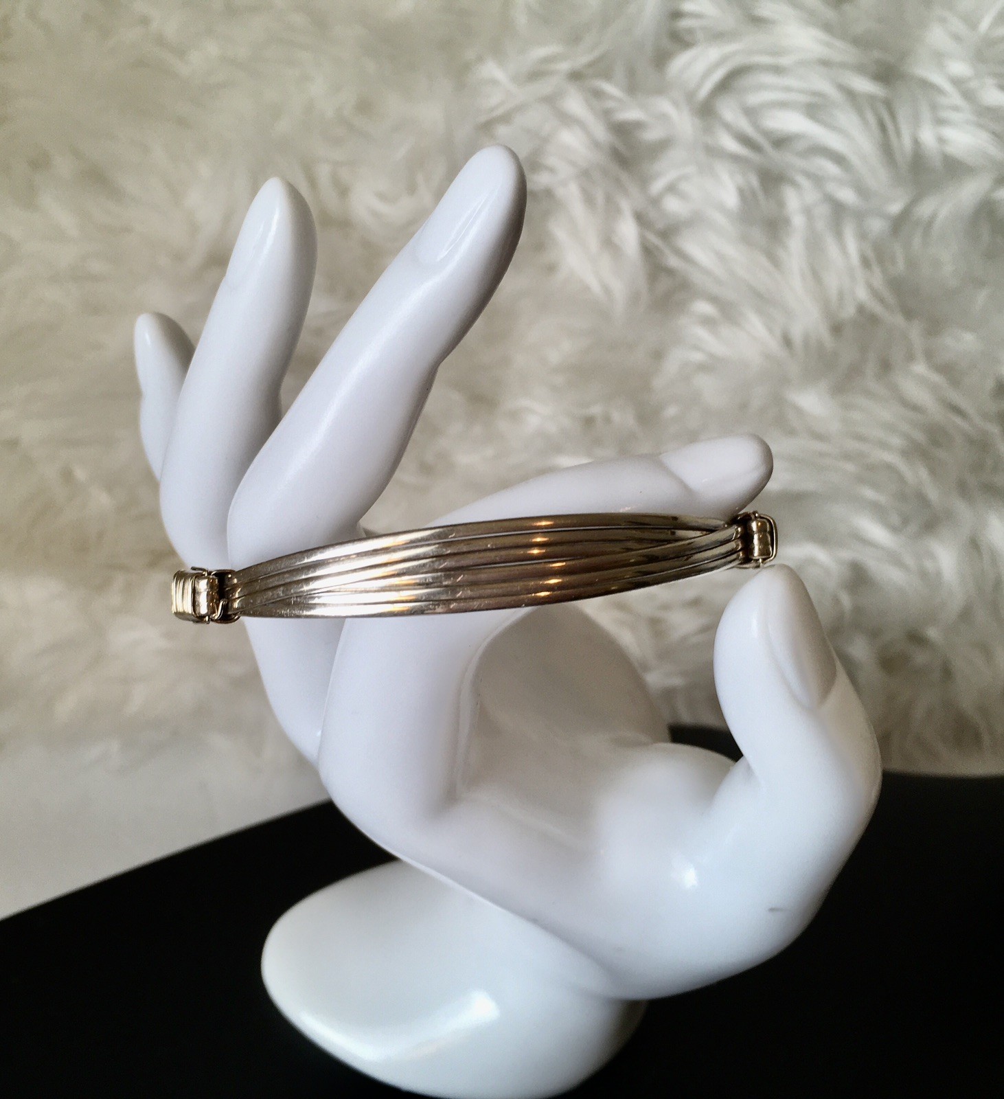 Sterling Silver Modernist Wire Bangle Adjustable Wrap Tension Bracelet 8.5”