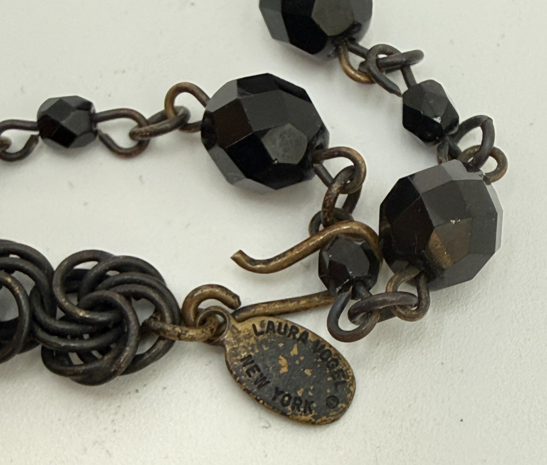 LAURA VOGEL NEW YORK Necklace Black & Clear Fringe Choker