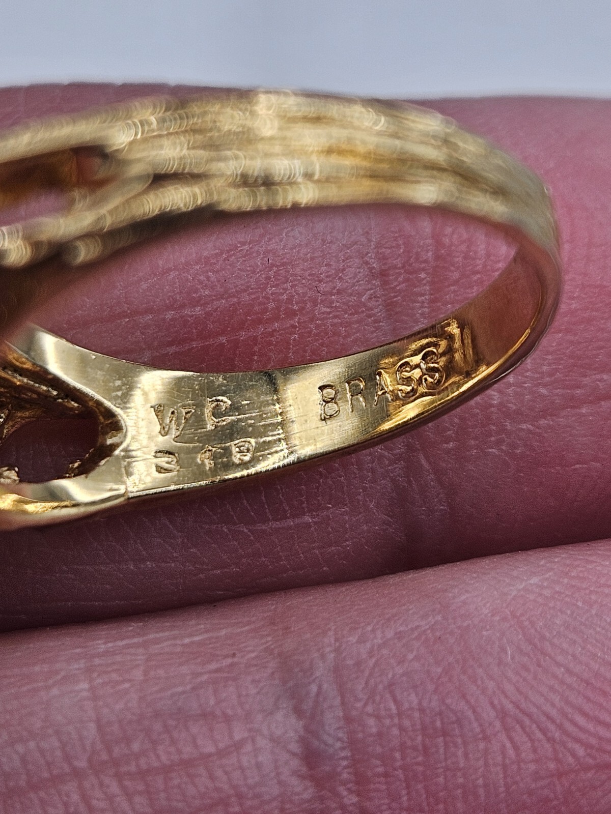 Vintage Modernist Brutalist Gold Tone Finish Over Brass Chunky Ring Size 6
