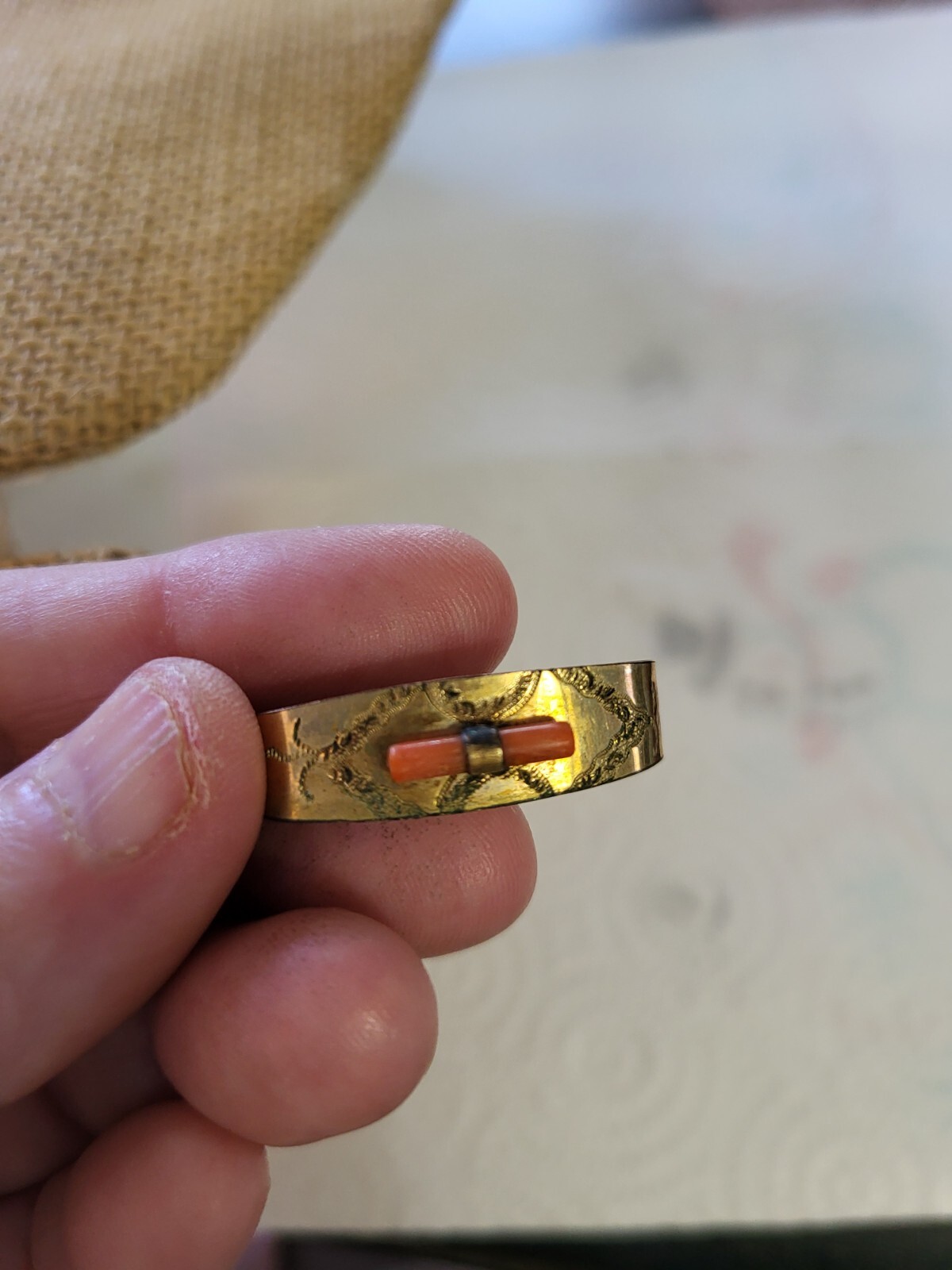victorian antique gold coral hair clasp estate