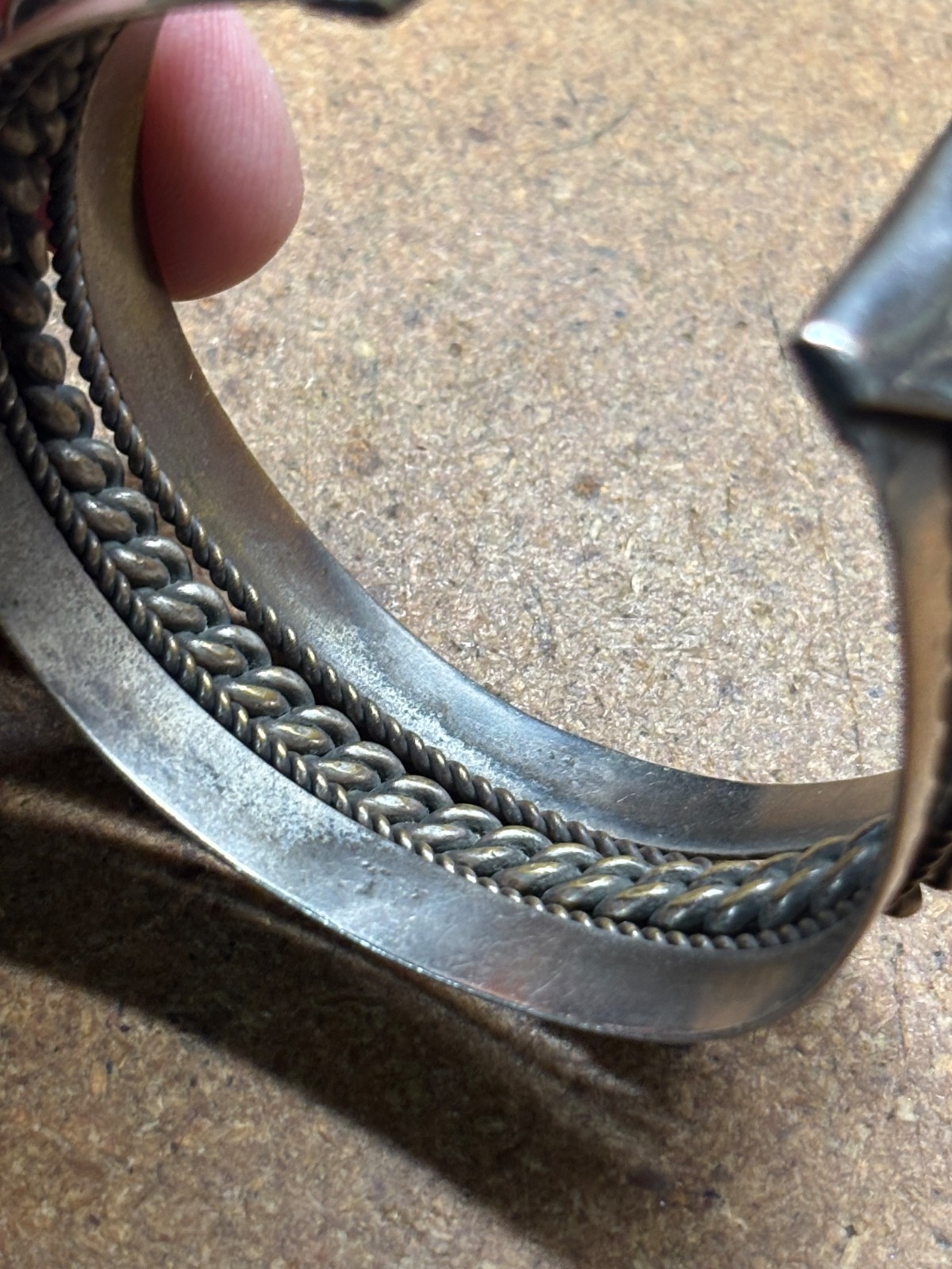 DESIGNER MARK silver tone brass EGYPTIAN Revival BEDOUIN CUFF Bangle Bracelet #2