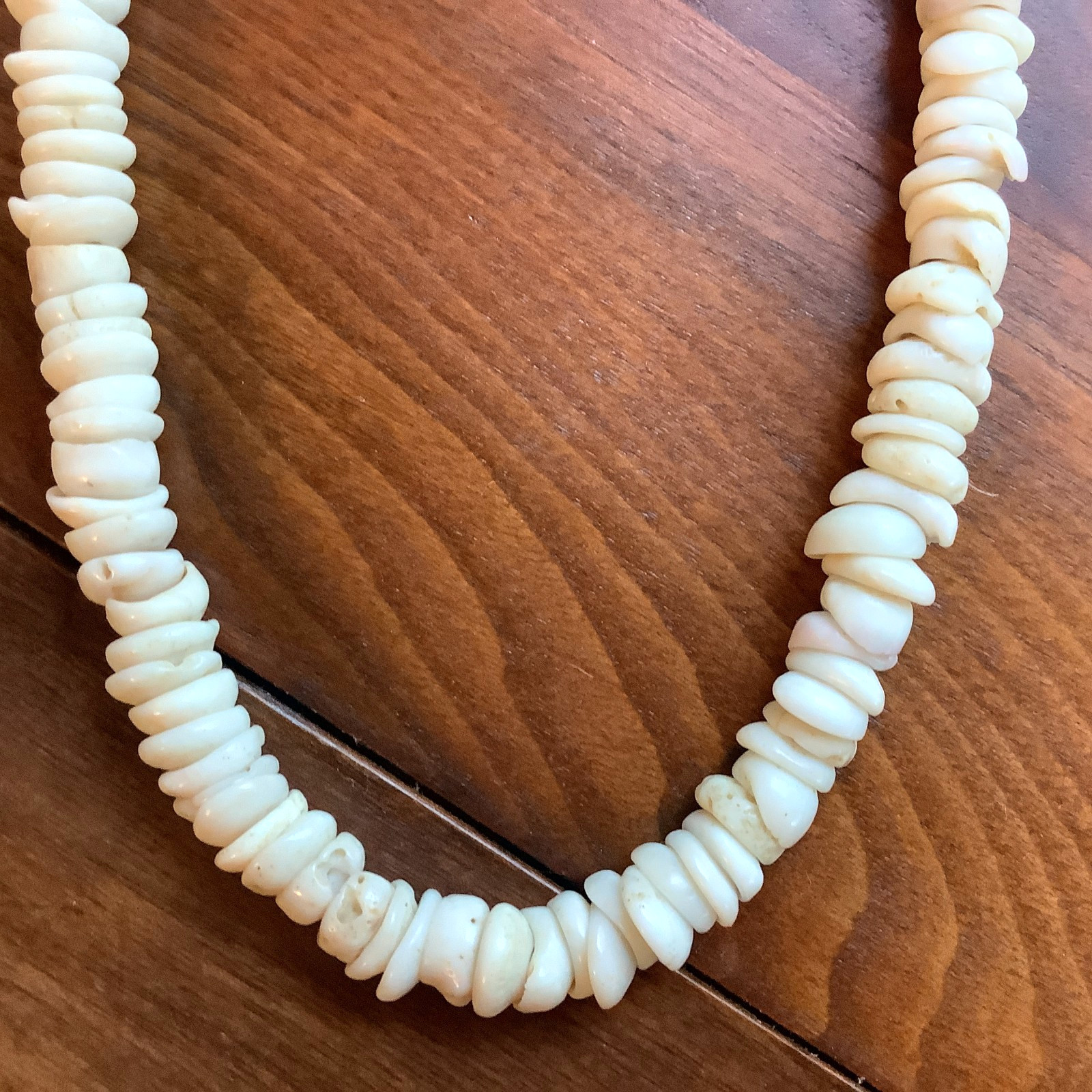 Puka Shell Necklace Vintage Natural Large 10mm Shells Heavy Boho Necklaces 16″