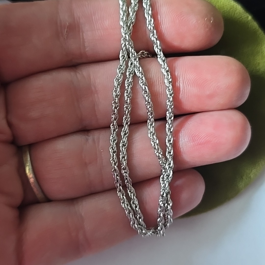 Vintage 18K White Gold Plated Rope Chain Necklace 17″L