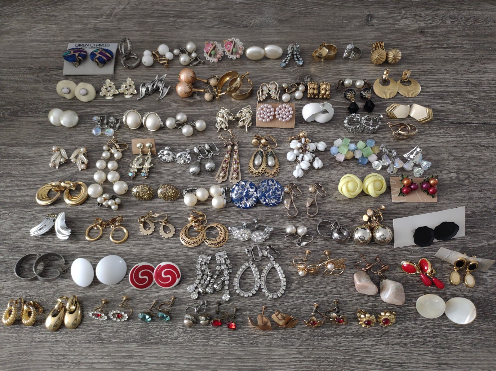 Estate Mixed Lot Costume Jewelry Earrings 77pr Clip On Screwback