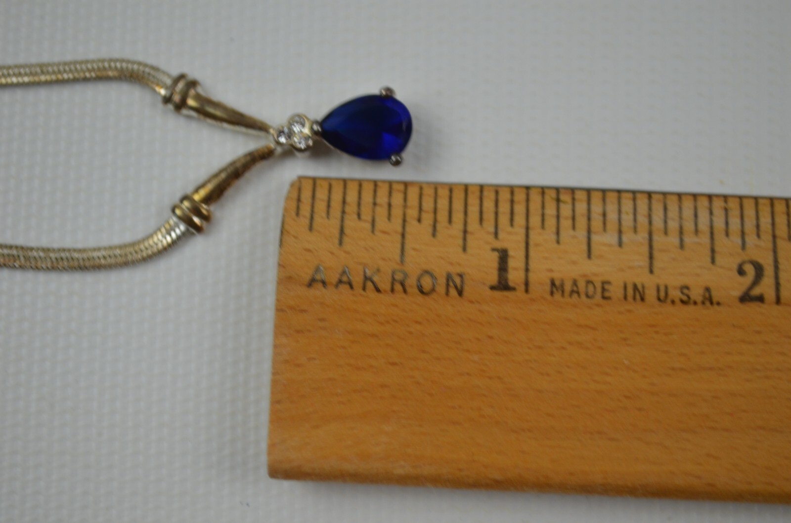 Vintage Necklace With Blue Teardrop Pendant 19″