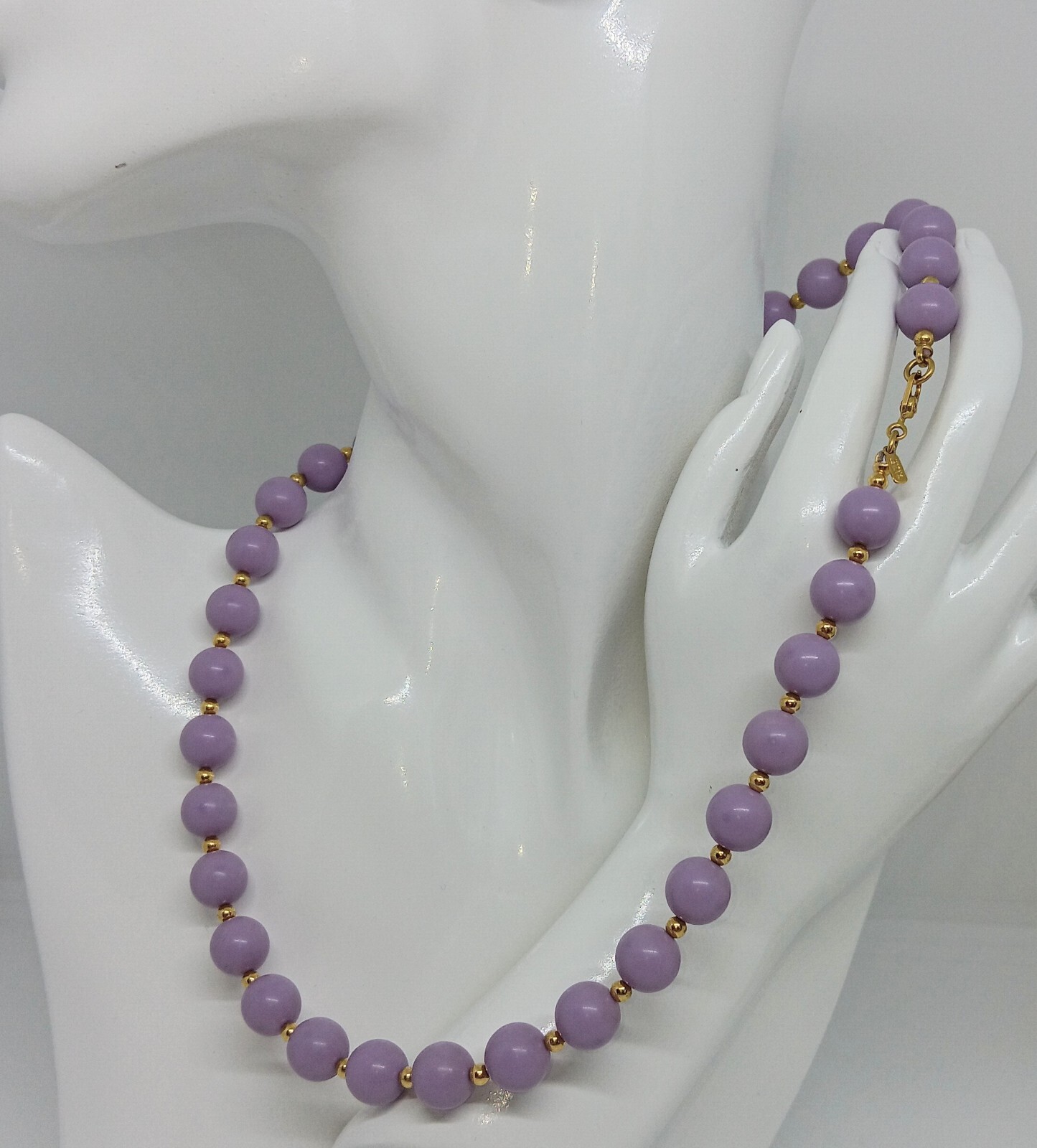 Vintage Monet Lavender Gold Tone Beaded Choker Necklace 18” EUC