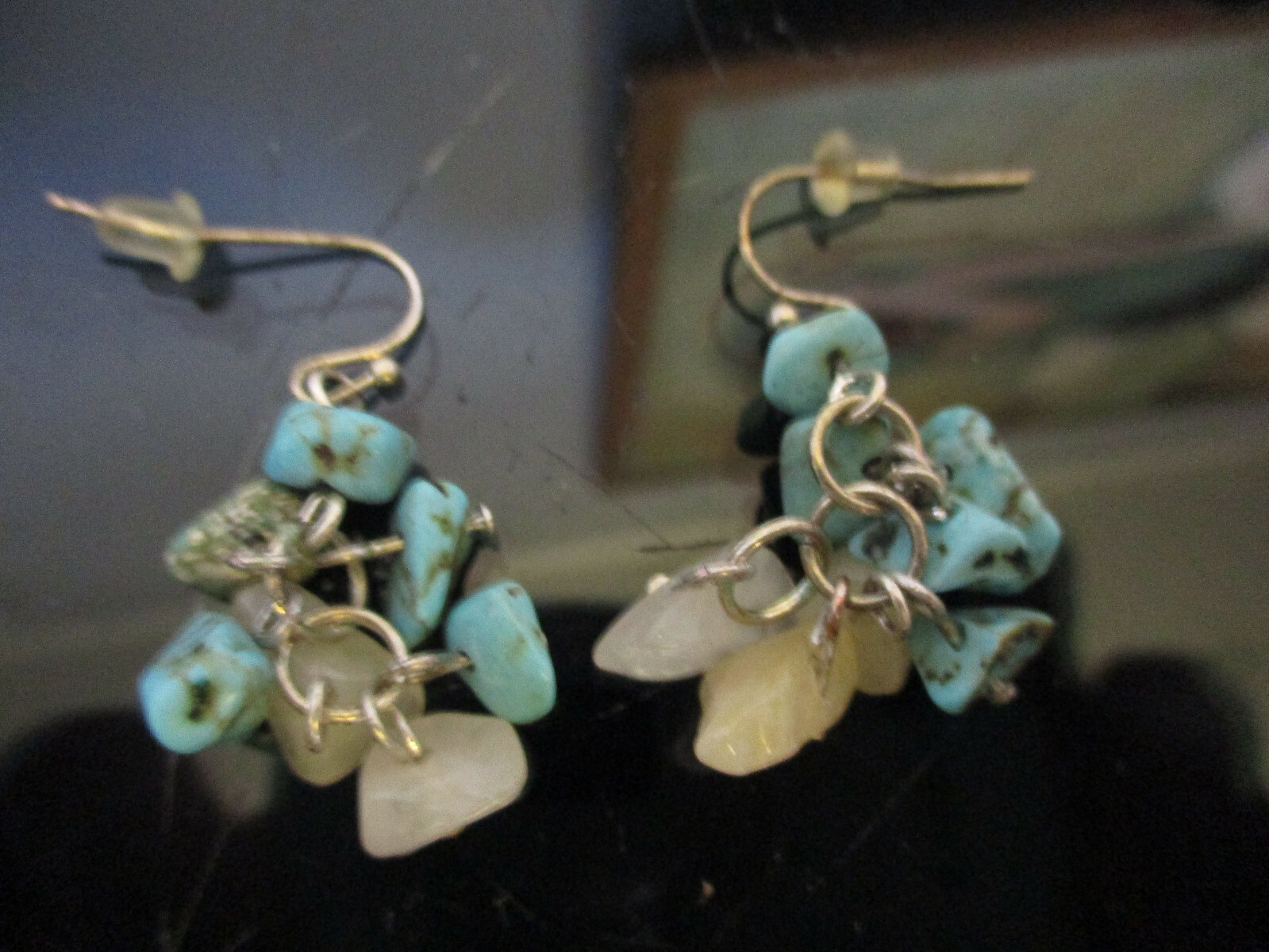 Beautiful 5 Strand Turquoise Stone Glass Sead Bead Statement Necklace Earrings!