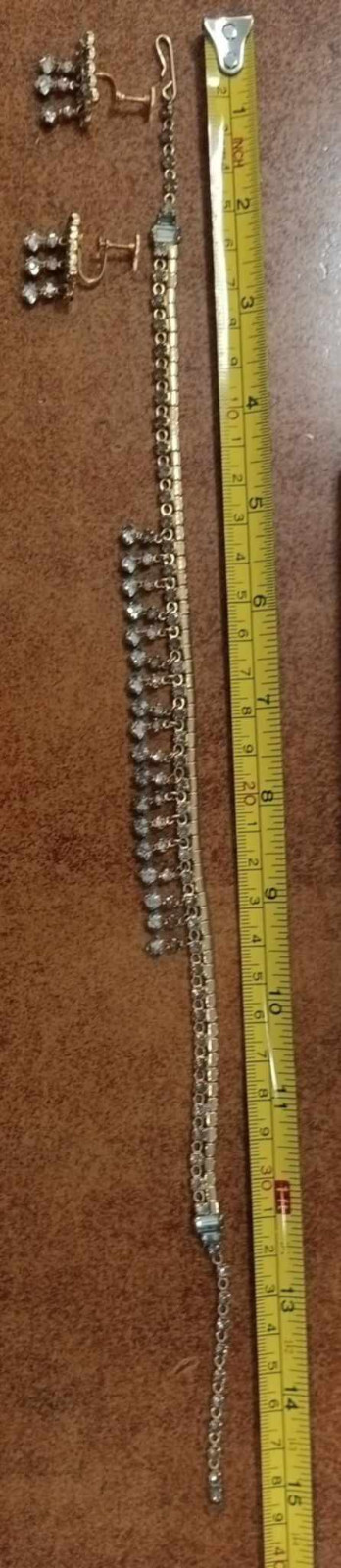 D’ERINI JEWELS Gold Tone Very Light Blue Rhinestone Choker Necklace Earrings