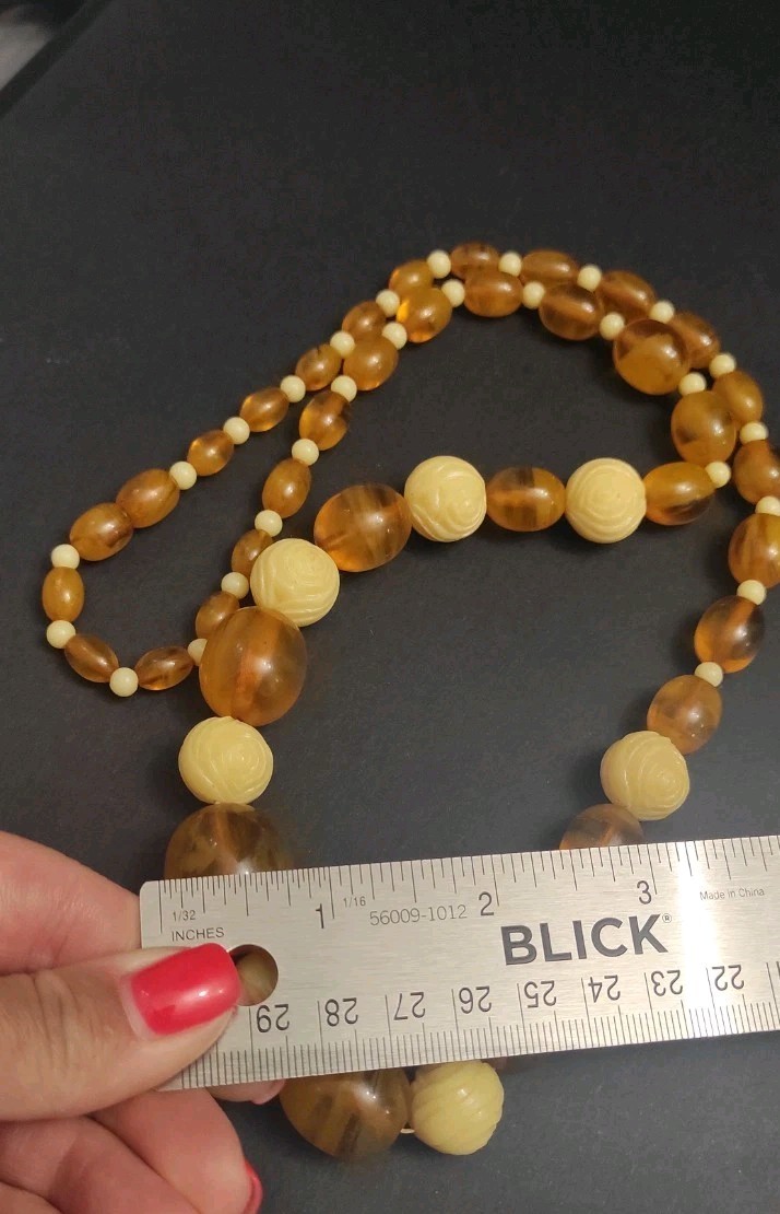 Antique Vintage Amber Bakelite Beads Necklace 64 grams