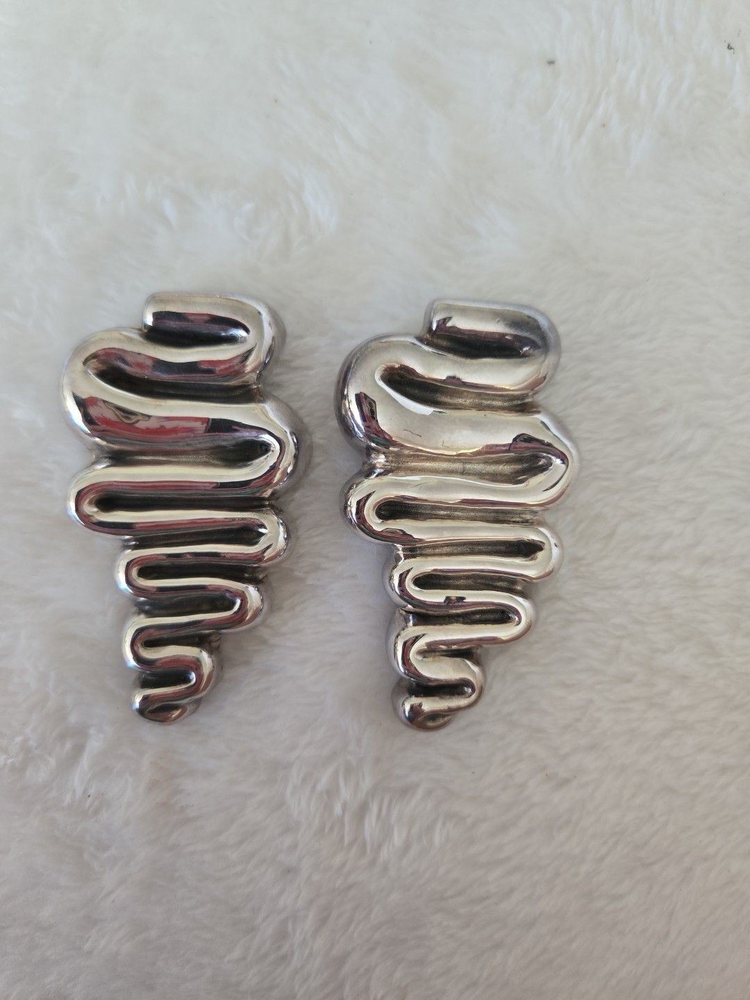 Gorgeous Sterling Silver Clip-on Earrings – Approximately 2 1/2″