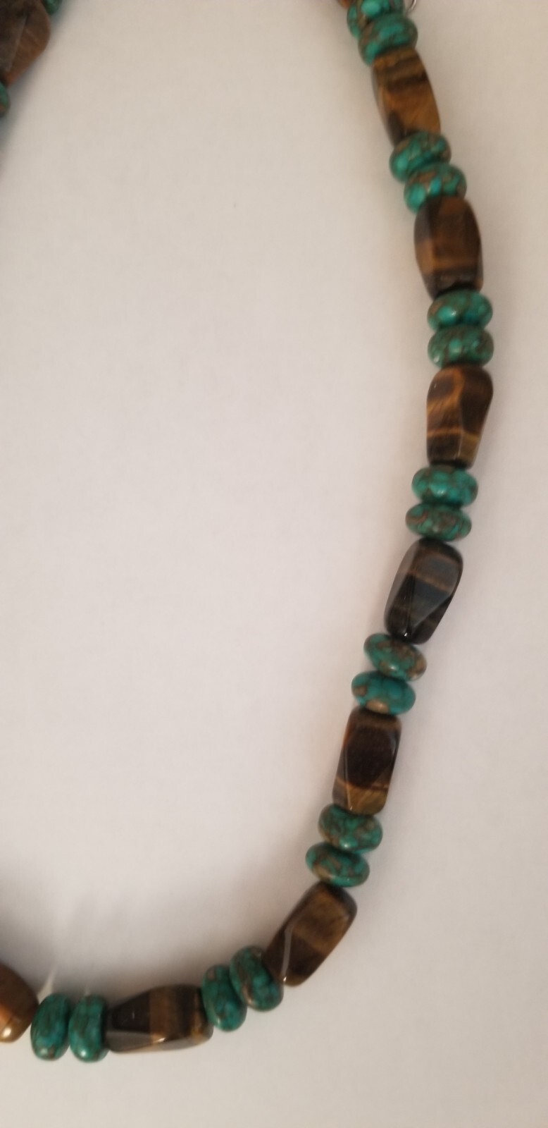 TIGER TIGER’S EYE & FAUX TURQUOISE BEAD BEADED NECKLACE