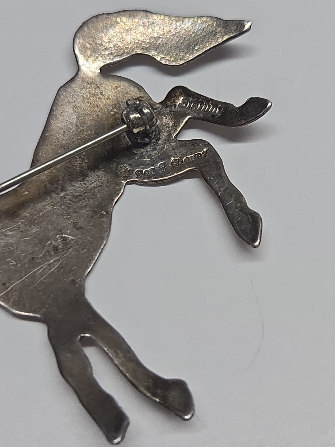 Vintage Ben J Chavez Sterling Horse Brooch Pendant