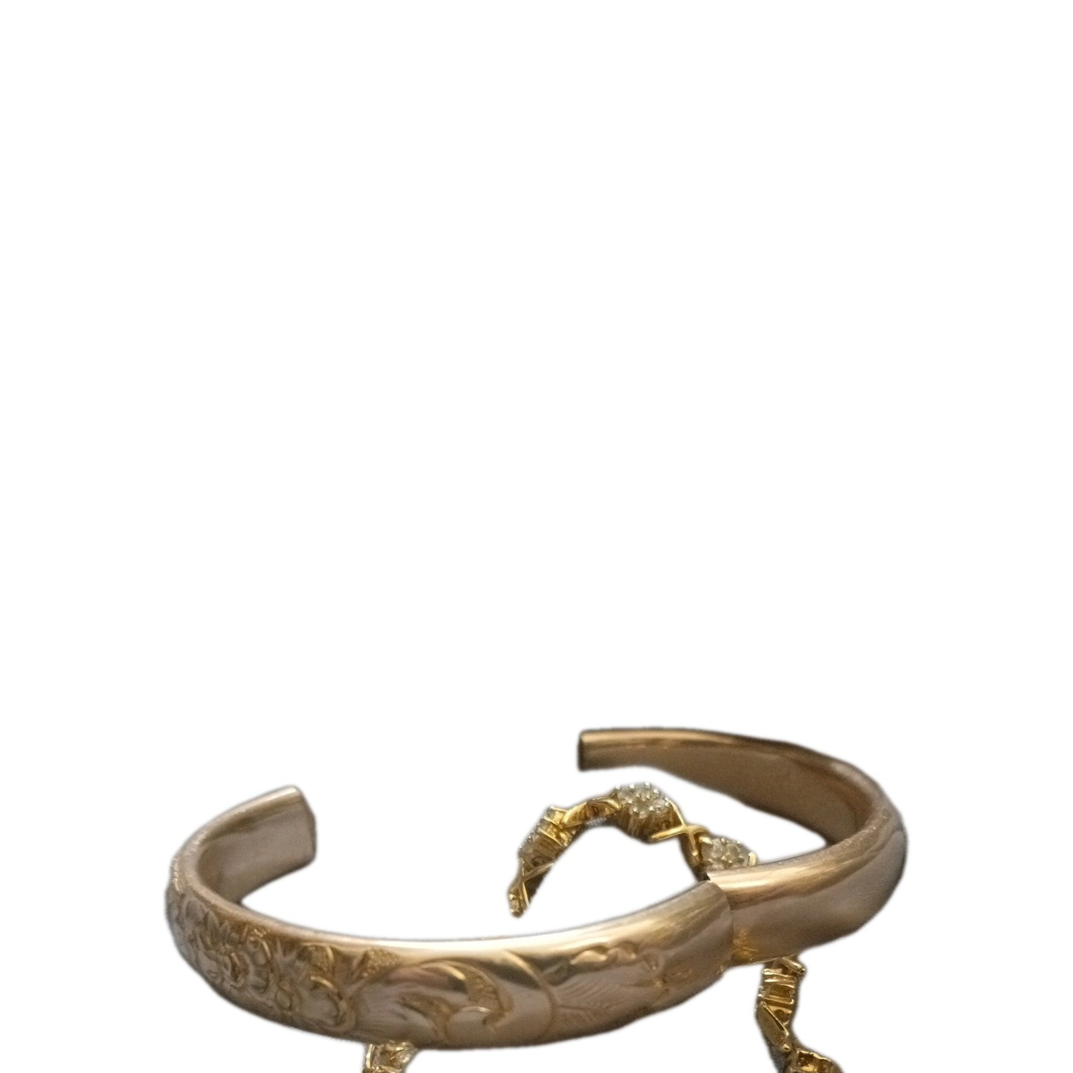Vntg Carl Art 1/20 12K GF Floral Bangle Bracelet – Incomplete Clasp Mechanism