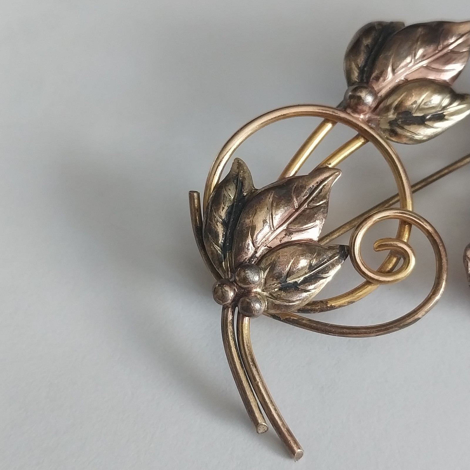 Vtg 1/20 12K GF Gold Filled over Sterling Silver Flower Brooch Pin 2-1/4″