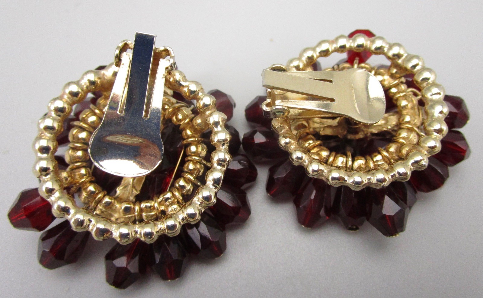 STUNNING 1960S RUBY BRIOLETTE CRYSTAL RHINESTONE CHA CHA BRACELET & EARRINGS SET